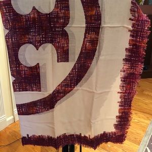 Painted Print Fringe Scarf, Blush Tory Burch